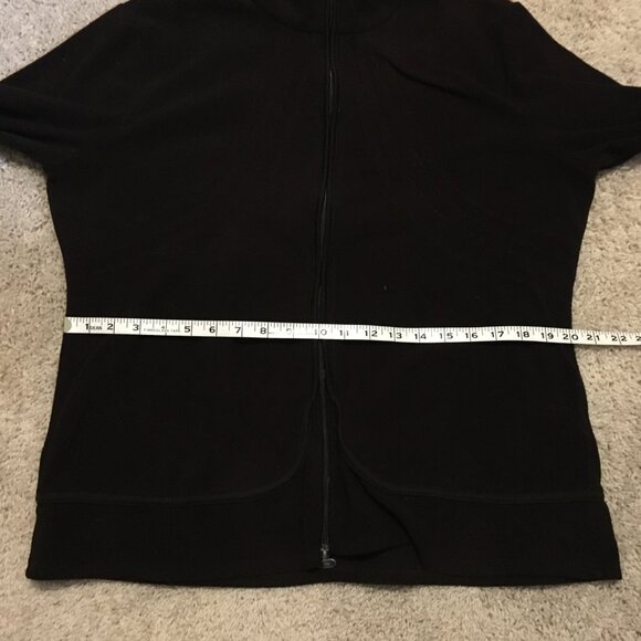 Vintage Retro Stitch Dark Brown Fleece Sweater Zip Up High Collar Jacket - Picture 13 of 16